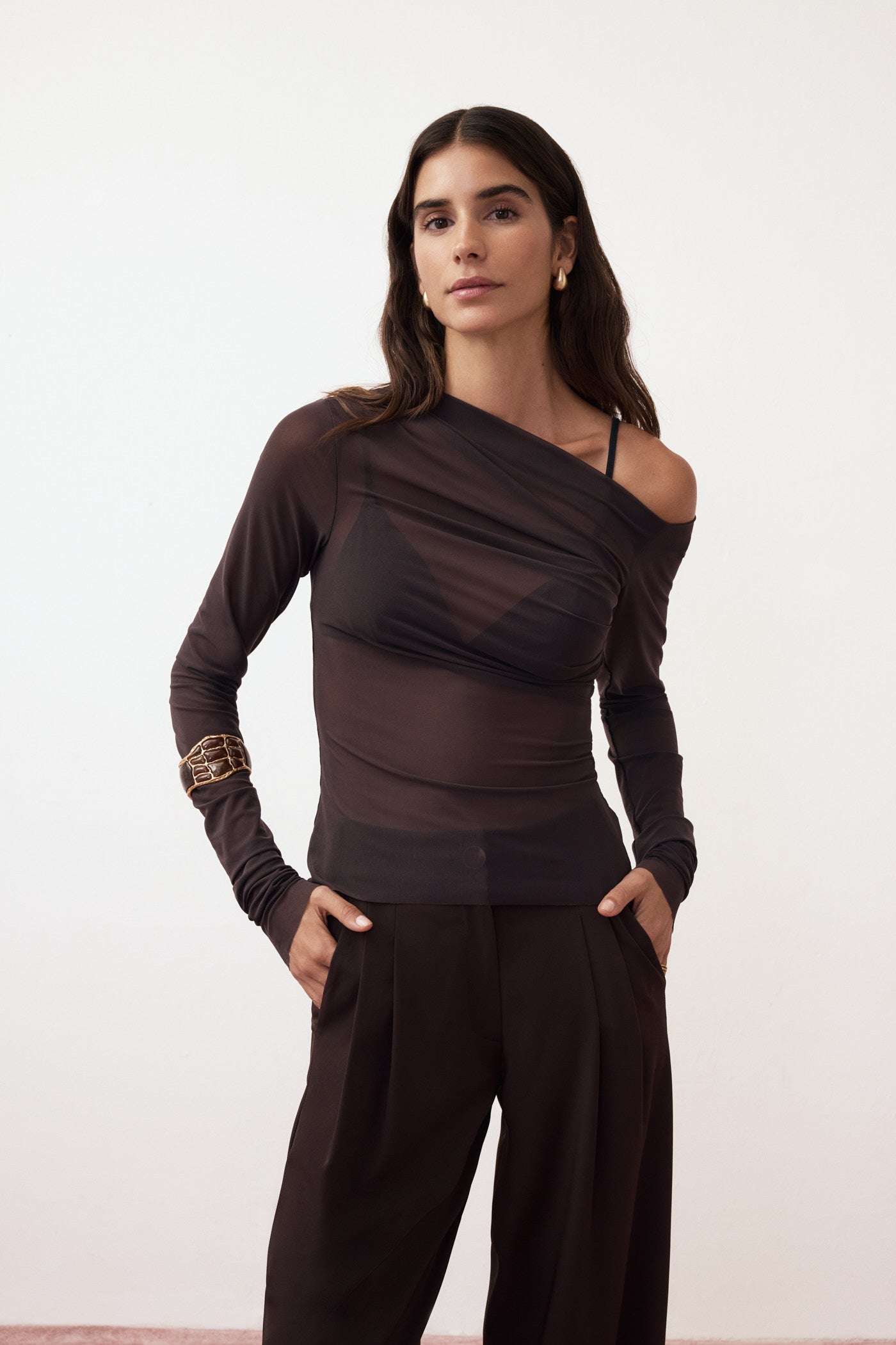 Gigi Brown Tulle Top